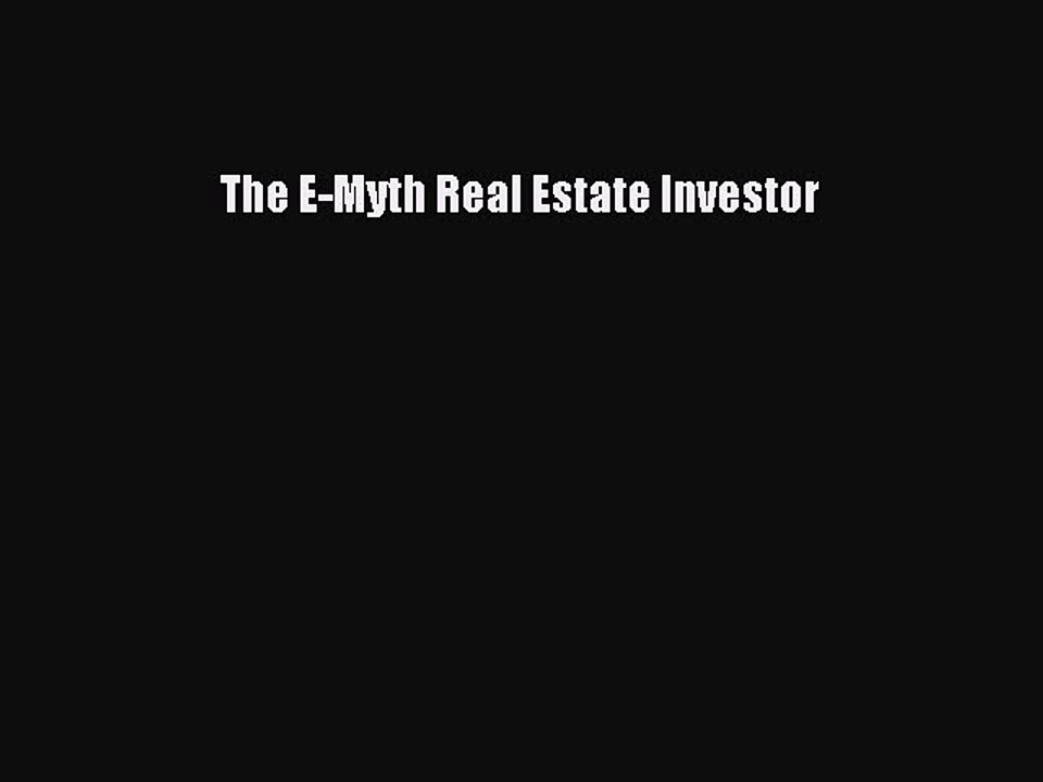 PDF The E-Myth Real Estate Investor  EBook