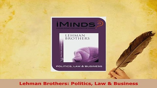 PDF Lehman Brothers Politics Law Business Download Full Ebook