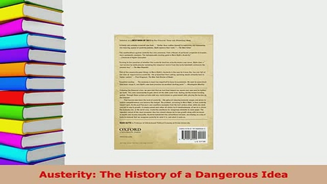PDF  Austerity The History of a Dangerous Idea Read Online