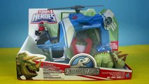 Playskool Heroes Jurassic World Copter saves Baby Dinosaurs from T Rex Dinosaur