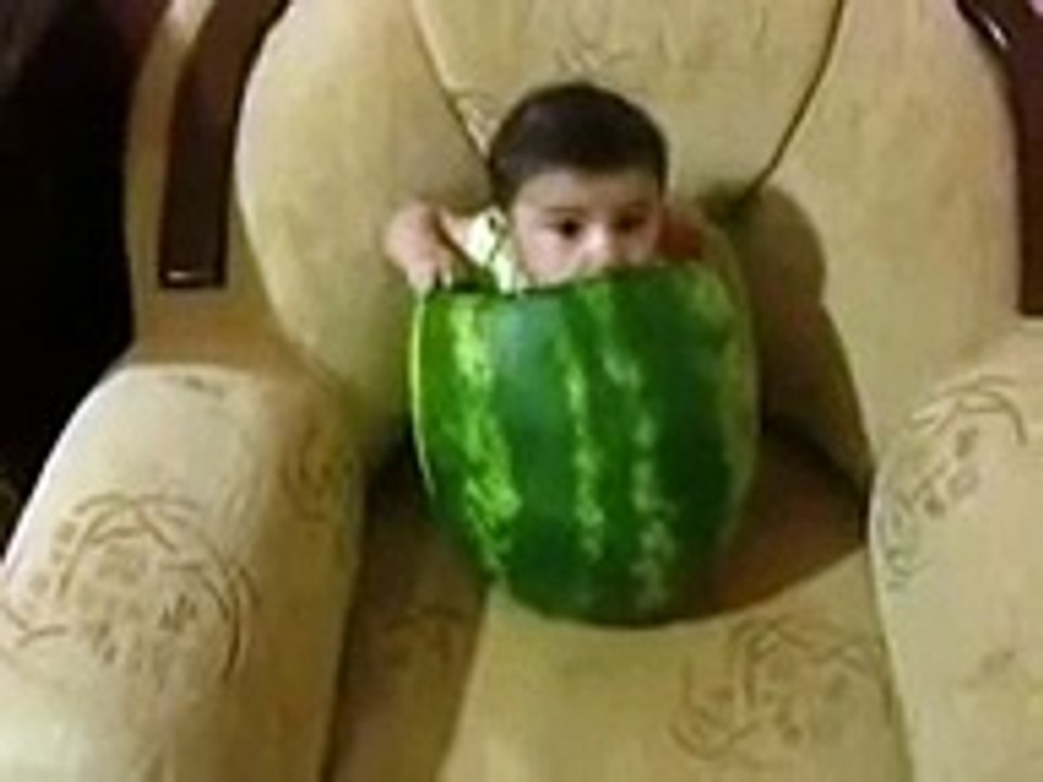 Baby Eating Watermelon   Cute Baby Eats A Melon   Funny Baby Video