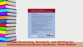 PDF  Legal Reasoning Research and Writing for International Graduate Students Third Edition Read Full Ebook
