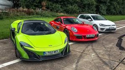 McLaren 675 vs 911 Carrera GTS vs Golf R Challenge Drag Racing 2016