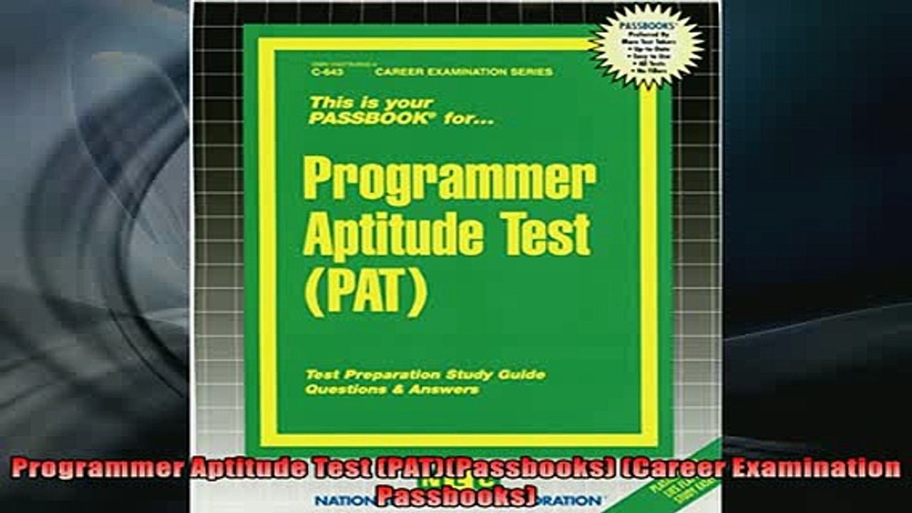 FREE PDF  Programmer Aptitude Test PATPassbooks Career Examination Passbooks  BOOK ONLINE