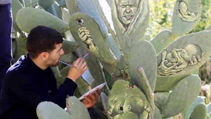 Filistin'in yaşadığı acıları kaktüslere resmeden sanatçı