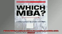 READ book  Which MBA A critical guide to the worlds best MBAs 14th Edition  FREE BOOOK ONLINE