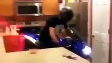 The whole kitchen began to smoke. Motorcycle, bike