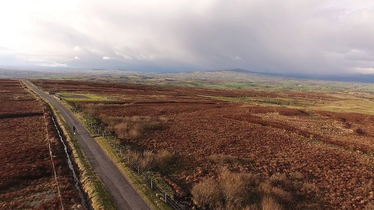 Moody drone footage of a storm cell in Northern Ireland
