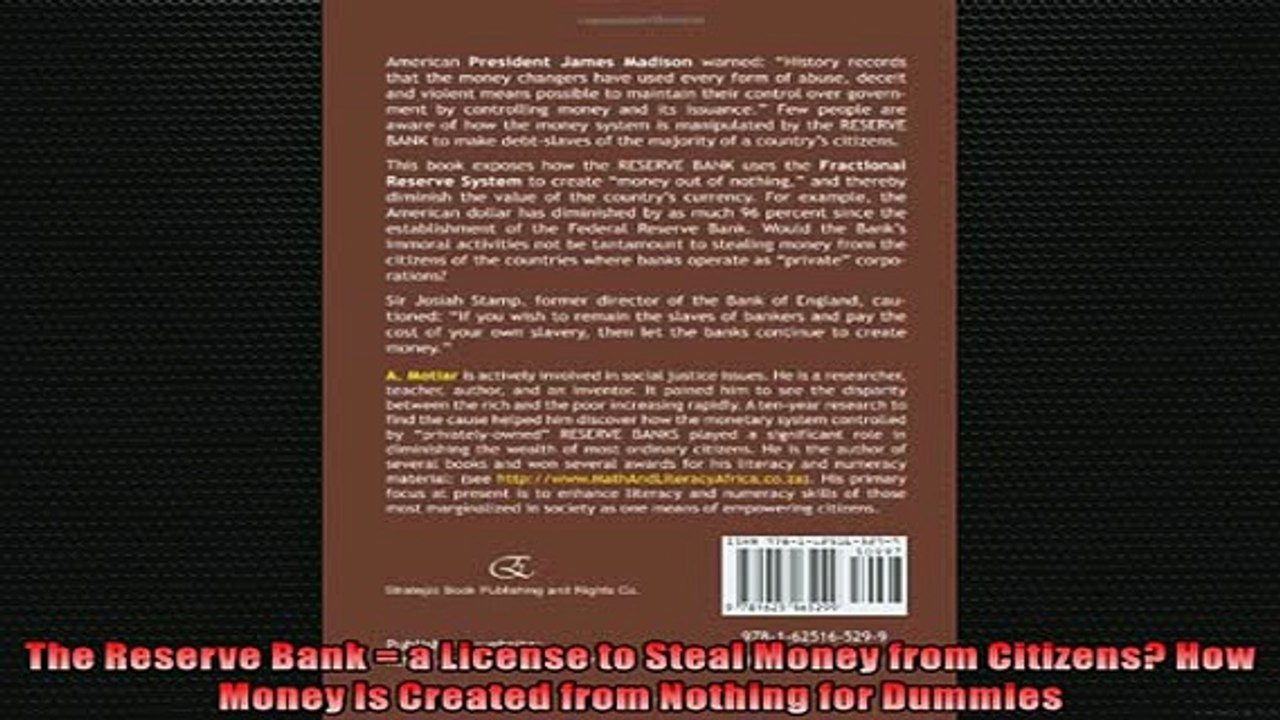 Ebook Online The Reserve Bank A License To Steal Money From