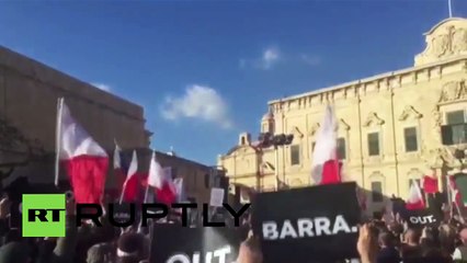 Thousands of Protesters Outside Prime Minister House in Malta To Ask For Resignation
