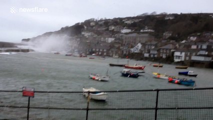 Massive storm waves crash into Cornish coast