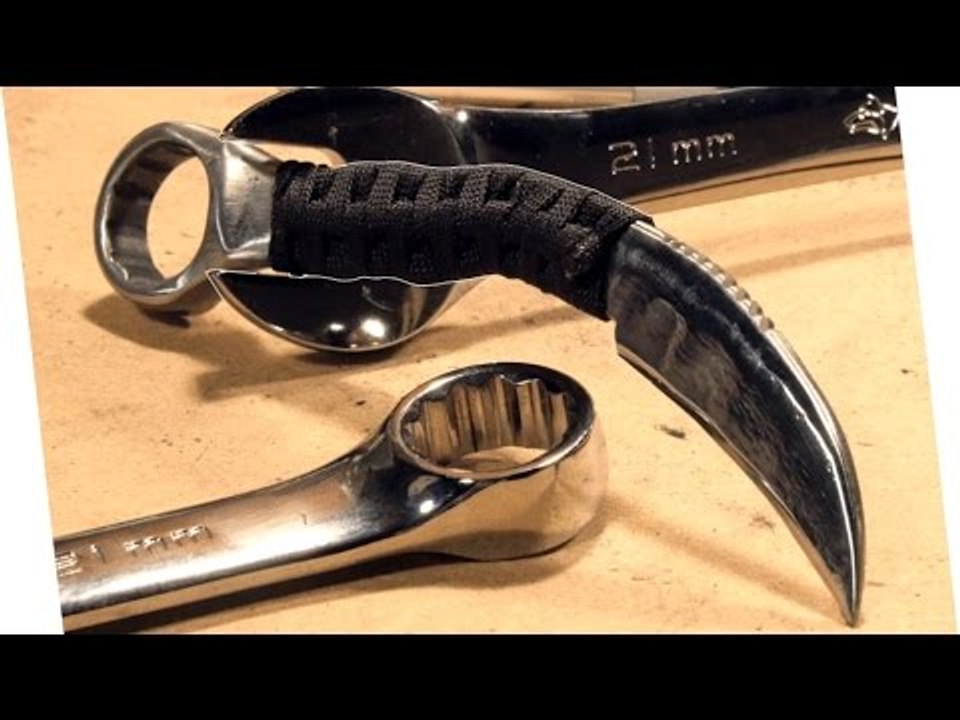How to Make׃ RAZOR SHARP Knife From a Wrench (Karambit)
