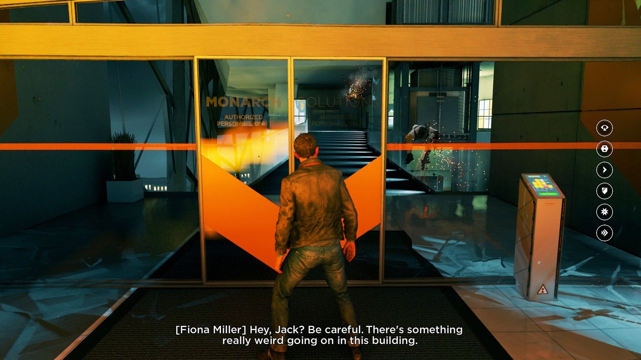 Quantum Break - Monarch HQ: Fiona Skybridge Dialogue (Dead Bodies of Monarch Soldiers) Xbox One