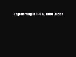 Download Programming in RPG IV Third Edition PDF Free