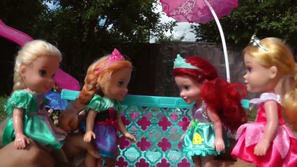 Pool Party-Elsa & Annas kids! Water Slide ! Rapunzel, Ariel, Cinderellas kids. PART 2 is done!