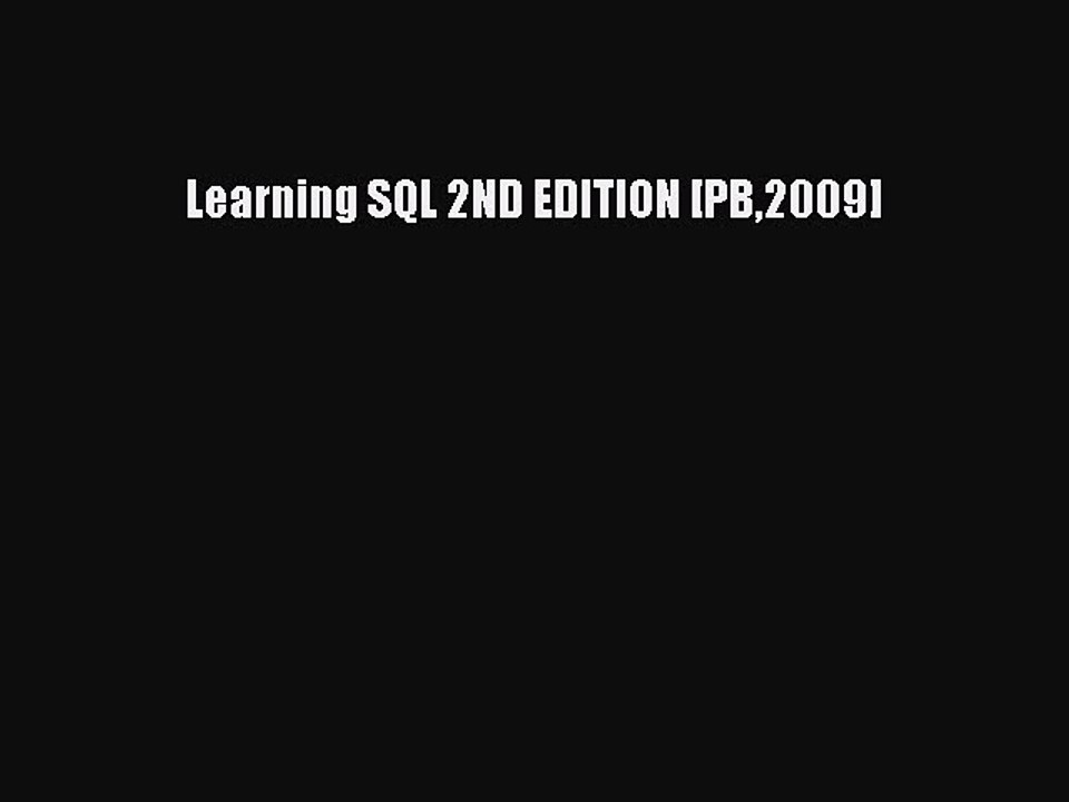 Download Learning SQL 2ND EDITION [PB2009] PDF Free