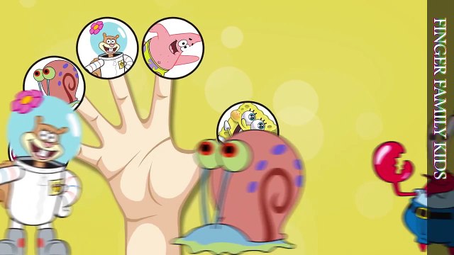 Finger Family Song SpongeBob SquarePants Patrick Sandy Gary Mr. Krabs Nursery Rhyme
