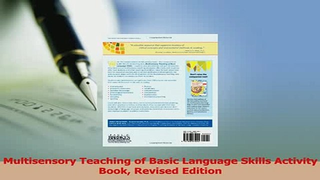 Read Multisensory Teaching of Basic Language Skills Activity Book Revised Edition Ebook Free