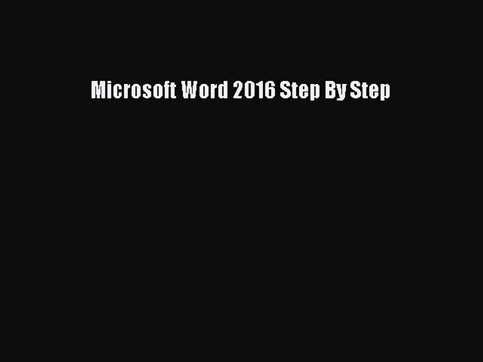 Download Microsoft Word 2016 Step By Step Ebook Online
