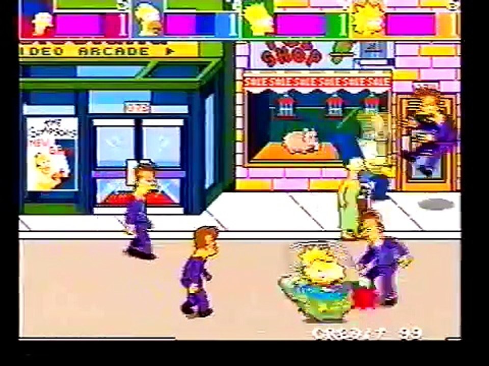 The Simpsons playthrough Konami 4-players arcade game -Not MAME-