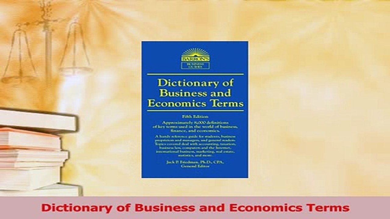 Download  Dictionary of Business and Economics Terms PDF Free