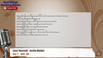 Love Yourself - Justin Bieber Vocal Backing Track with chords and lyrics
