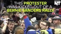 Protester Casually Exits Bernie Sanders Rally