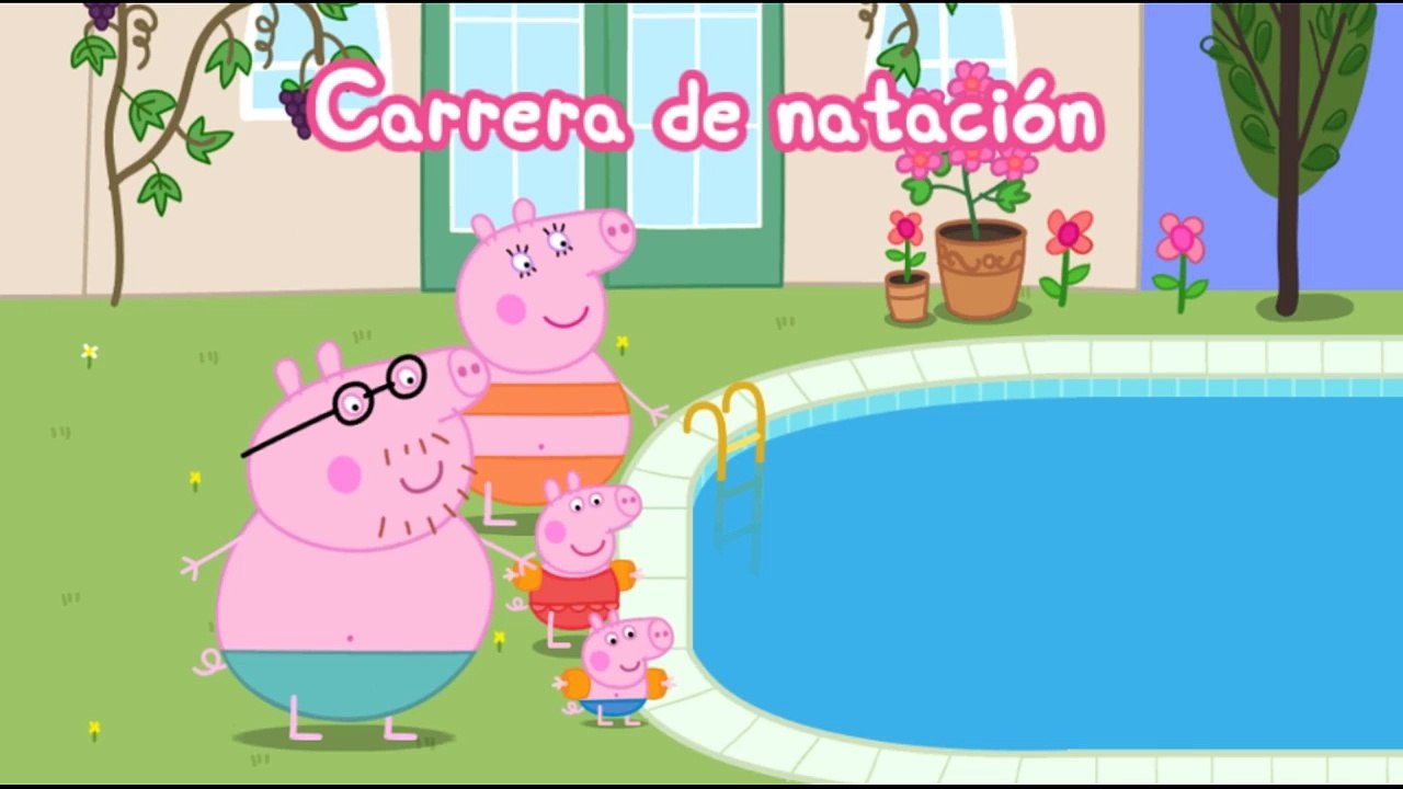 Peppa Pig en Español - La casa de vacaciones - Carrera de natacion