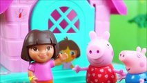 Pig George e Peppa Pig vão Conhecer a Casinha de Atividades da Dora Aventureira Brinquedos KidsToys