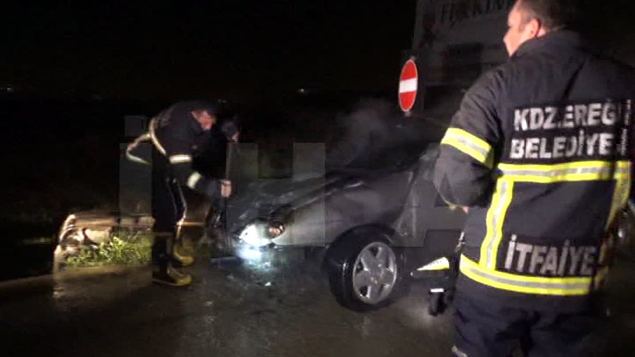 TAKLA ATAN OTOMOBİL ALEV ALEV YANDI