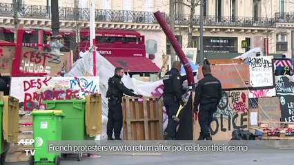 French protesters vow to return after police clear their camp