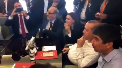 Cumhurbaşkanı Erdoğan'ın uçakta gol sevinci