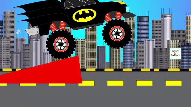 Batman Monster Truck Colors Songs For Children Learning Colors With Funny Monster Trucks Stunts