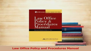 Read  Law Office Policy and Procedures Manual PDF Online