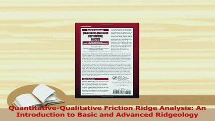 PDF  QuantitativeQualitative Friction Ridge Analysis An Introduction to Basic and Advanced Download Full Ebook