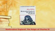 PDF  Restoration England The Reign of Charles II Free Books