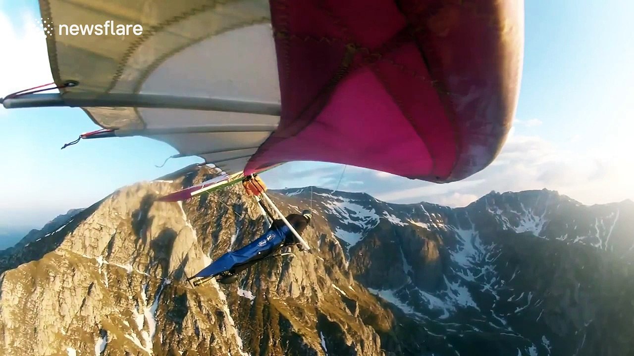 Extreme hang gliding above the Carpathian Mountains