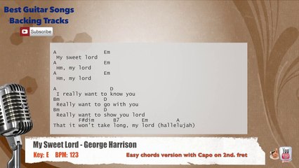 My Sweet Lord - George Harrison Vocal Backing Track with chords and lyrics