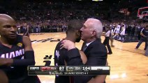 LeBron James Congratulates Tim Duncan Heat vs Spurs Game 5 June 15, 2014 NBA Finals 2014