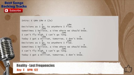 Reality - Lost Frequencies Vocal Backing Track with chords and lyrics