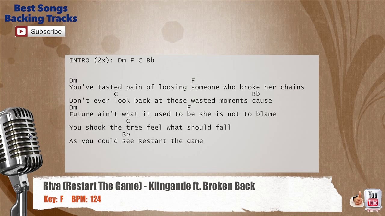 Riva (Restart The Game) - Klingande ft. Broken Back Vocal Backing Track with chords and lyrics
