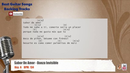 Sabor De Amor - Danza Invisible Vocal Backing Track with chords and lyrics