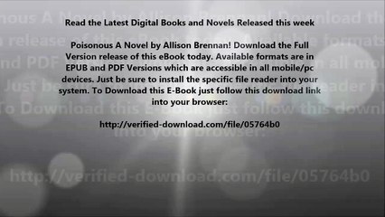 Poisonous A Novel by Allison Brennan Epub Kindle Ebook Download