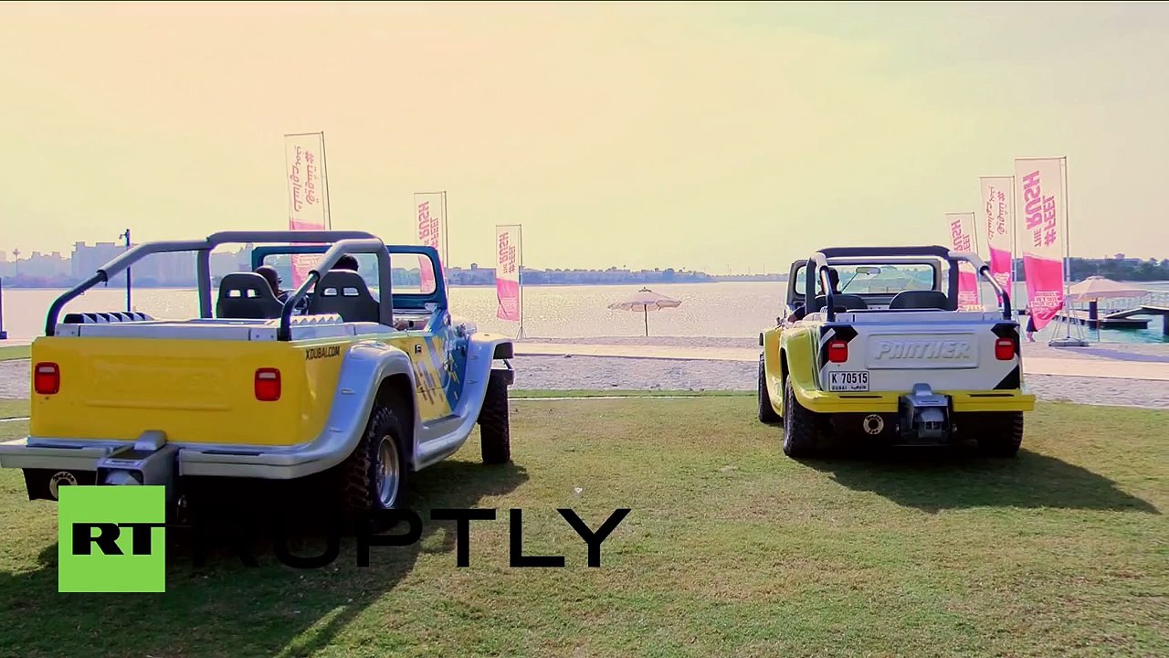 UAE: Amphibious cars tear up water in Dubais Palm Beach land-sea race
