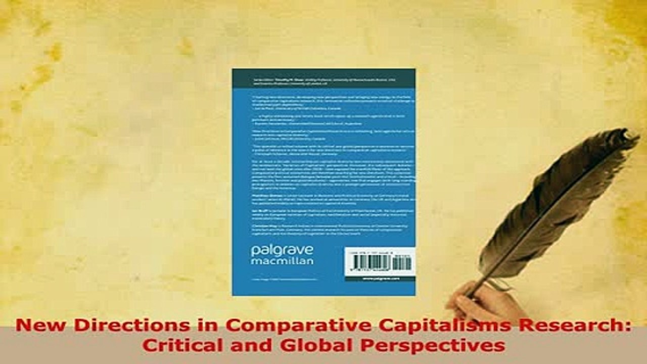 PDF  New Directions in Comparative Capitalisms Research Critical and Global Perspectives Ebook