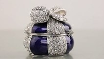 Faberge style Silver-Blue Trinket Box by Keren Kopal Swarovski Crystal