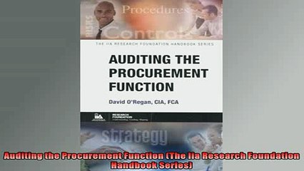 FREE DOWNLOAD  Auditing the Procurement Function The Iia Research Foundation Handbook Series  BOOK ONLINE