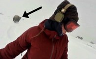 Oblivious Snowboarder Chased By A Growling Grizzly Bear