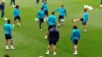 Cristiano Ronaldo having good time in pre Wolfsburg training