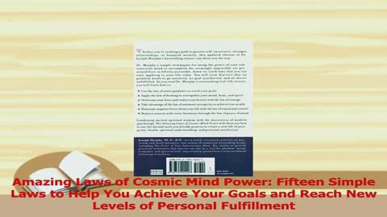 Read  Amazing Laws of Cosmic Mind Power Fifteen Simple Laws to Help You Achieve Your Goals and Ebook Free